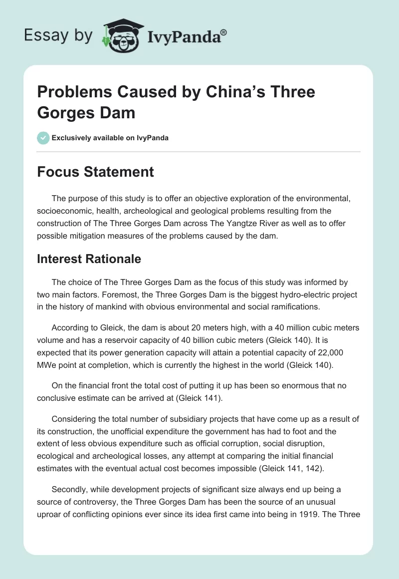 Problems Caused by China’s Three Gorges Dam. Page 1