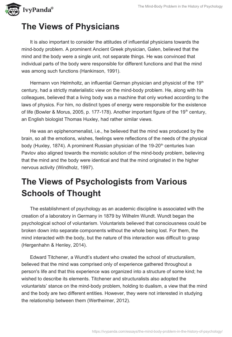 The Mind-Body Problem in the History of Psychology. Page 3