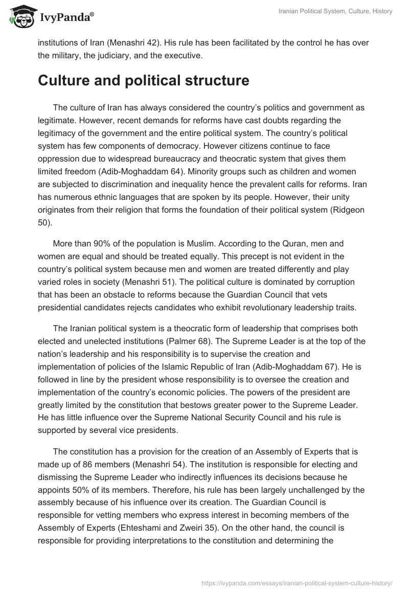 Iranian Political System, Culture, History. Page 2