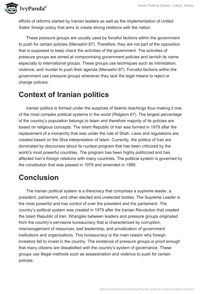 Iranian Political System, Culture, History. Page 5