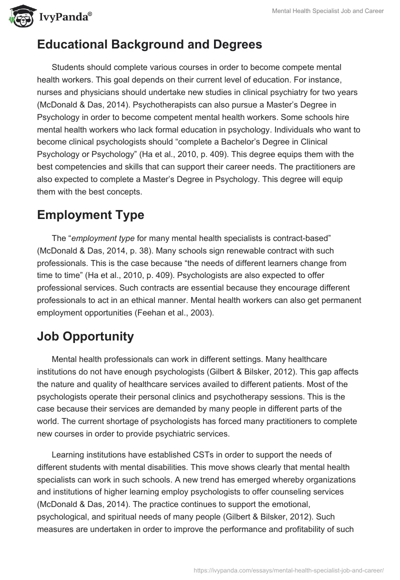 Mental Health Specialist Job and Career. Page 2