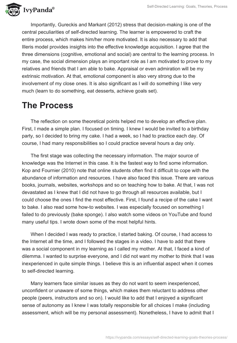 Self-Directed Learning: Goals, Theories, Process. Page 2