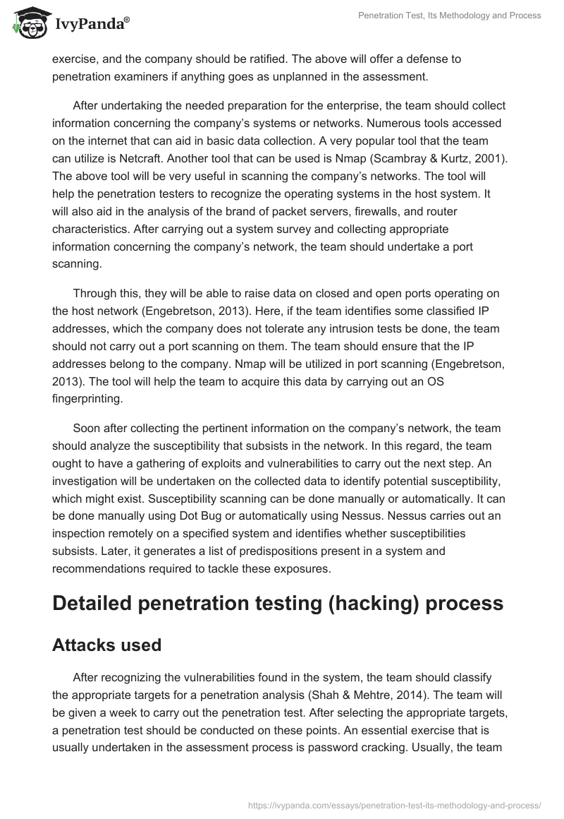 Penetration Test, Its Methodology and Process. Page 2