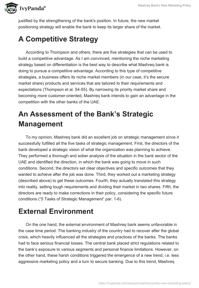Mashreq Bank's New Marketing Policy. Page 2
