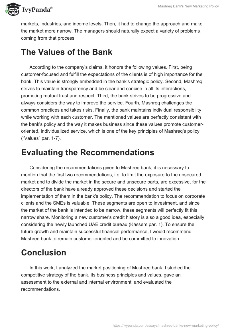 Mashreq Bank's New Marketing Policy. Page 4