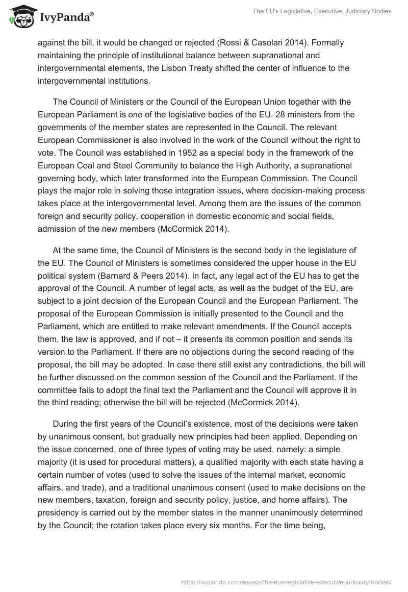 The EU's Legislative, Executive, Judiciary Bodies. Page 2