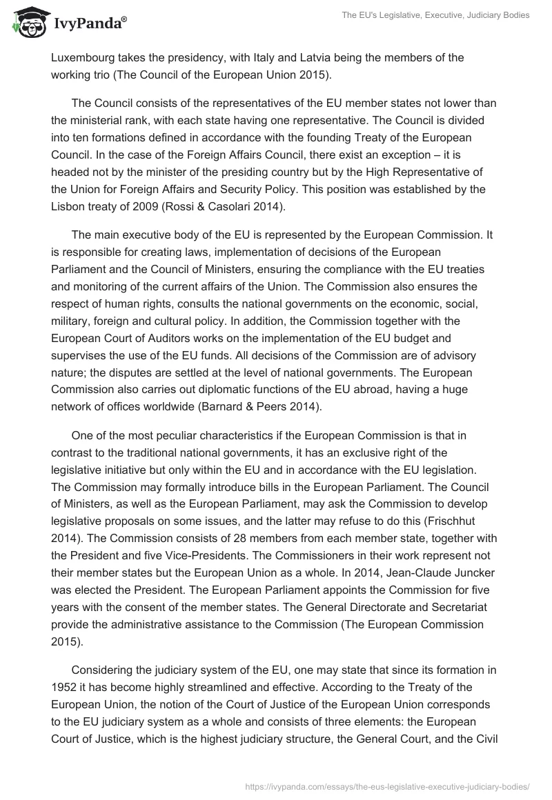 The EU's Legislative, Executive, Judiciary Bodies. Page 3
