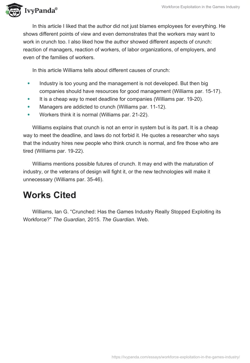 Workforce Exploitation in the Games Industry. Page 2