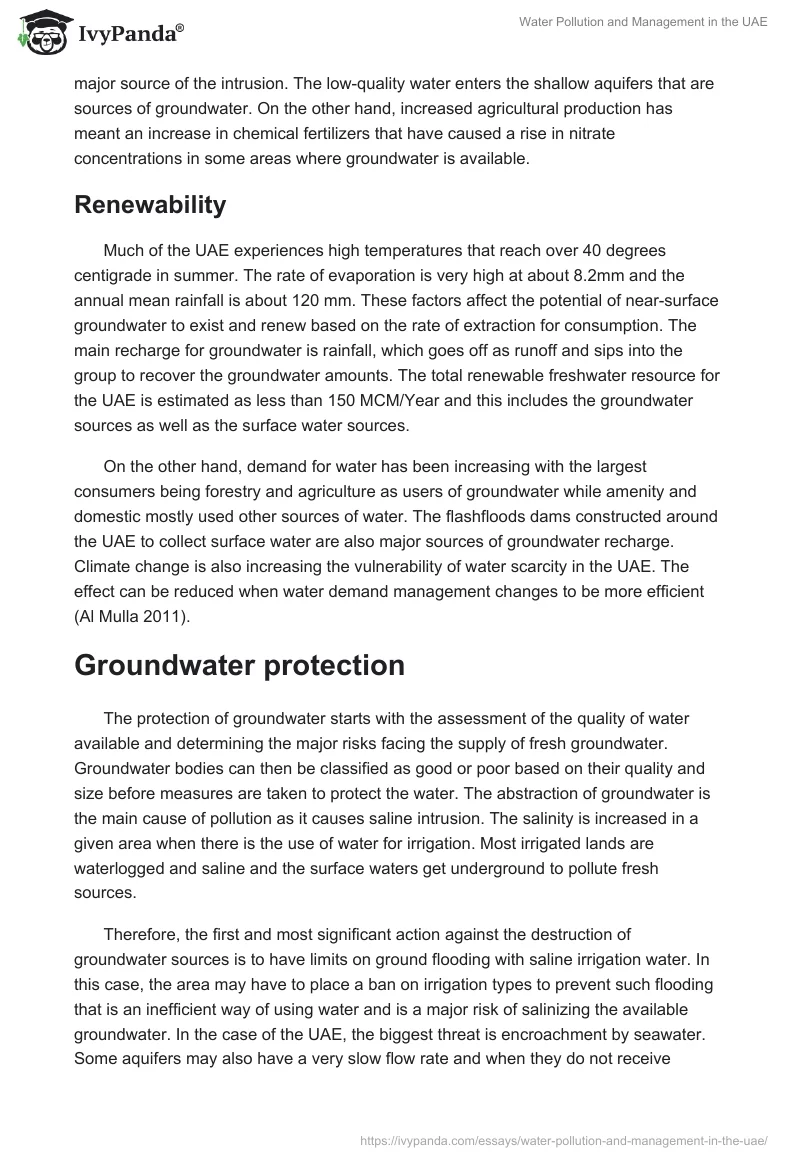 Water Pollution and Management in the UAE. Page 2