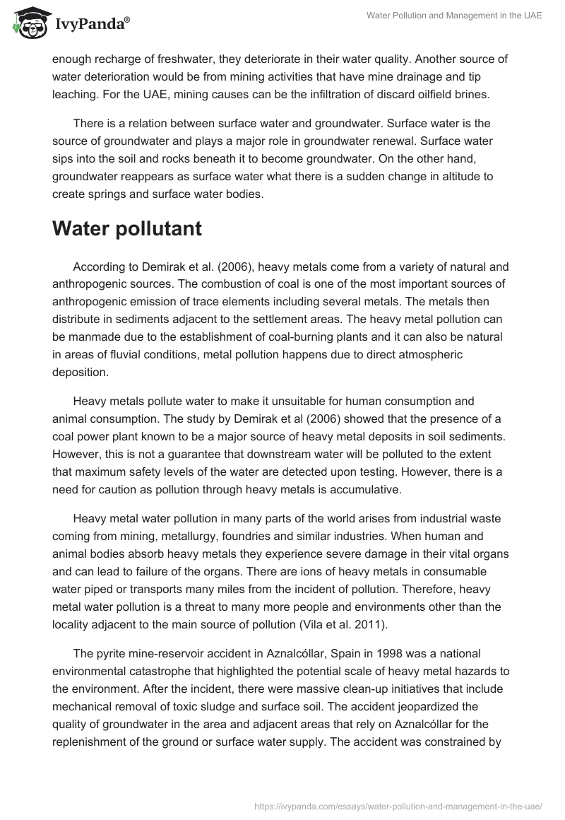 Water Pollution and Management in the UAE. Page 3