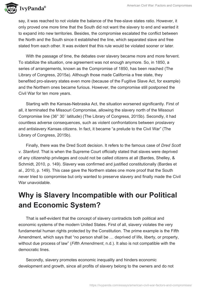 American Civil War: Factors and Compromises. Page 2