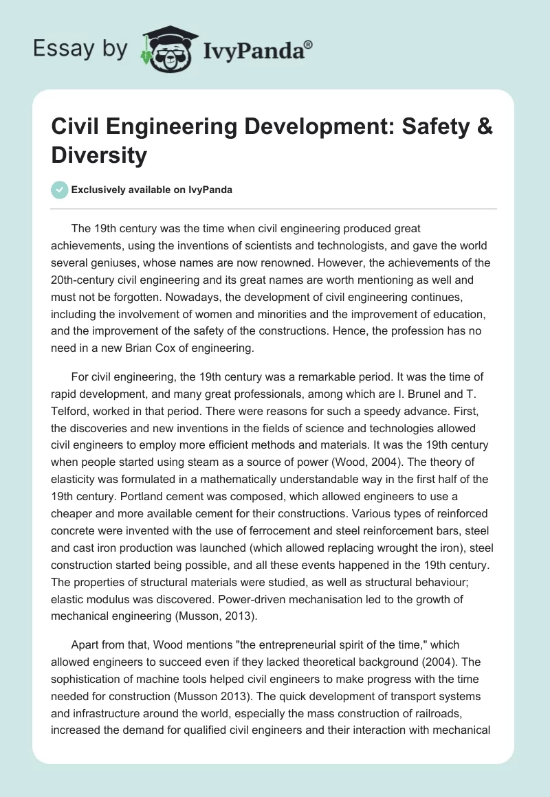 Civil Engineering Development: Safety & Diversity. Page 1