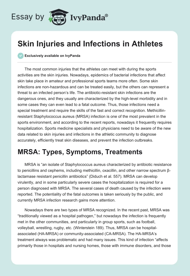 Skin Injuries and Infections in Athletes. Page 1