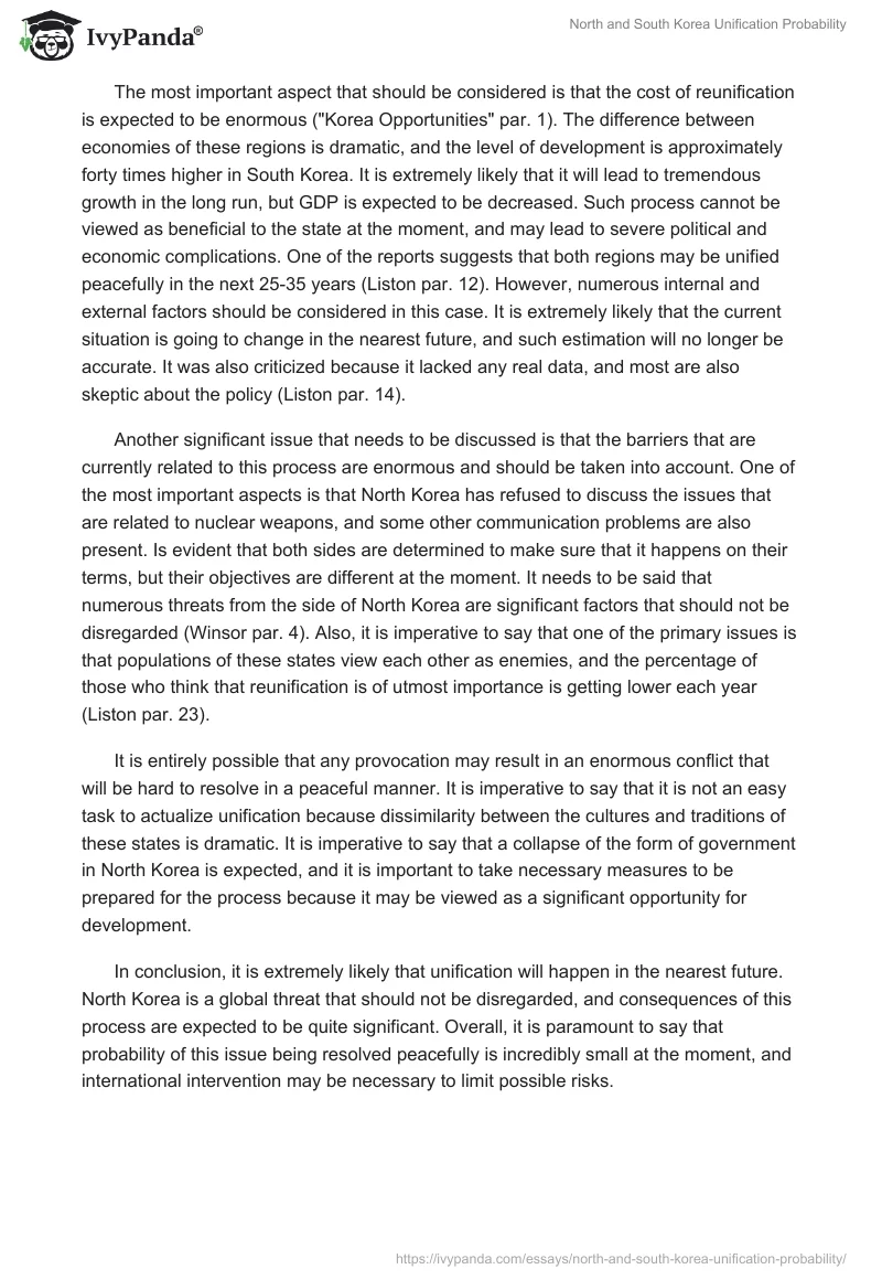 North and South Korea Unification Probability. Page 2