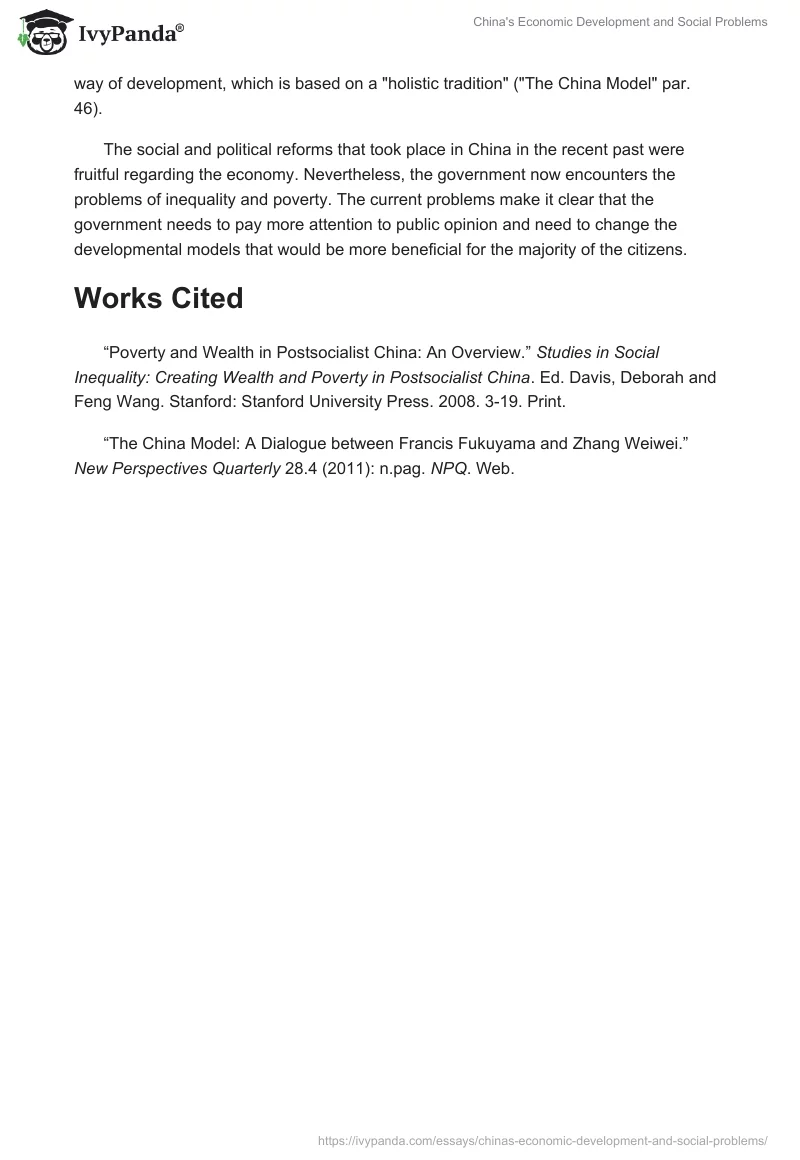 China's Economic Development and Social Problems. Page 2