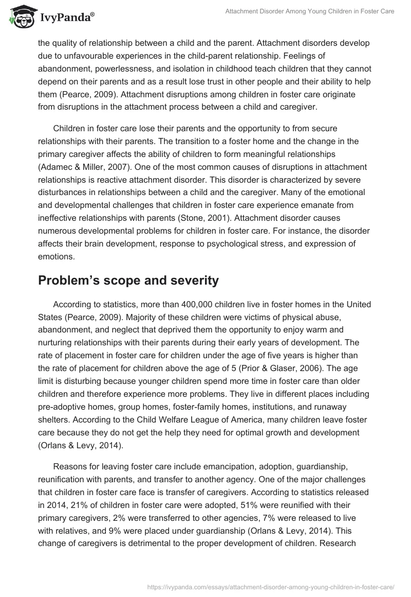 Attachment Disorder Among Young Children in Foster Care. Page 2