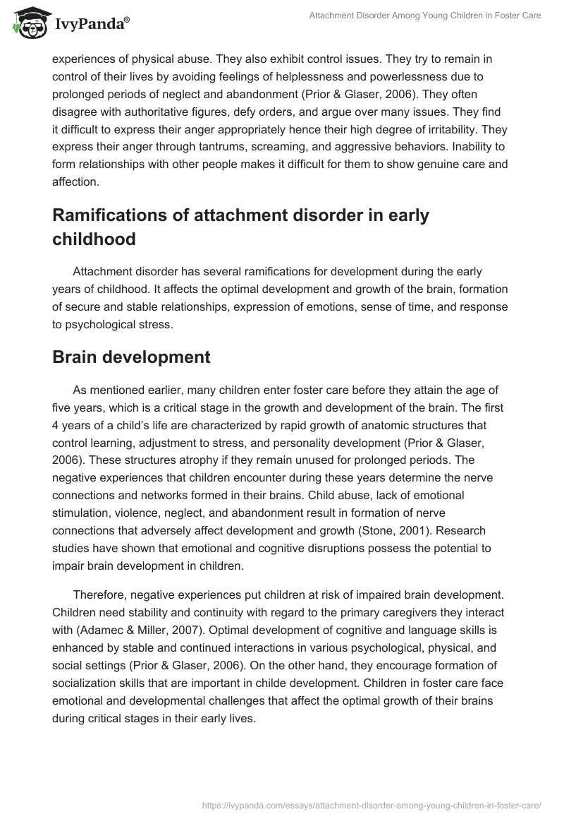Attachment Disorder Among Young Children in Foster Care. Page 4