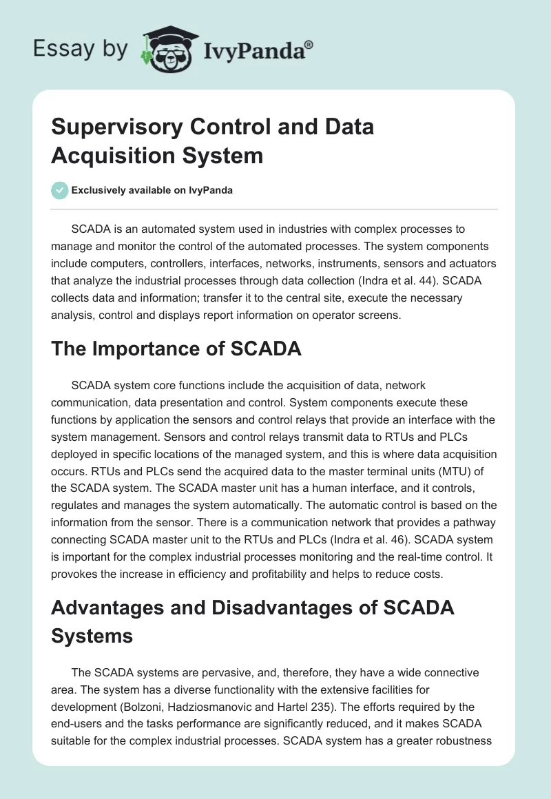Supervisory Control and Data Acquisition System. Page 1