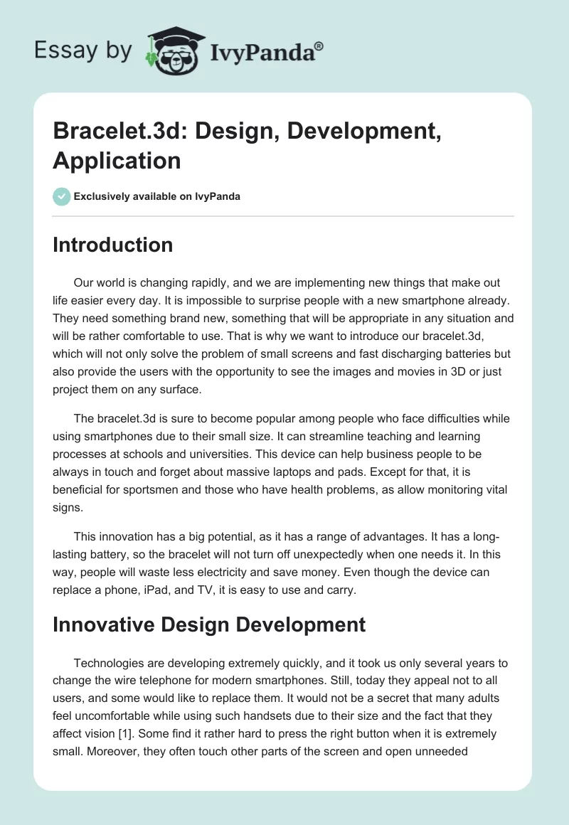 Bracelet.3d: Design, Development, Application. Page 1