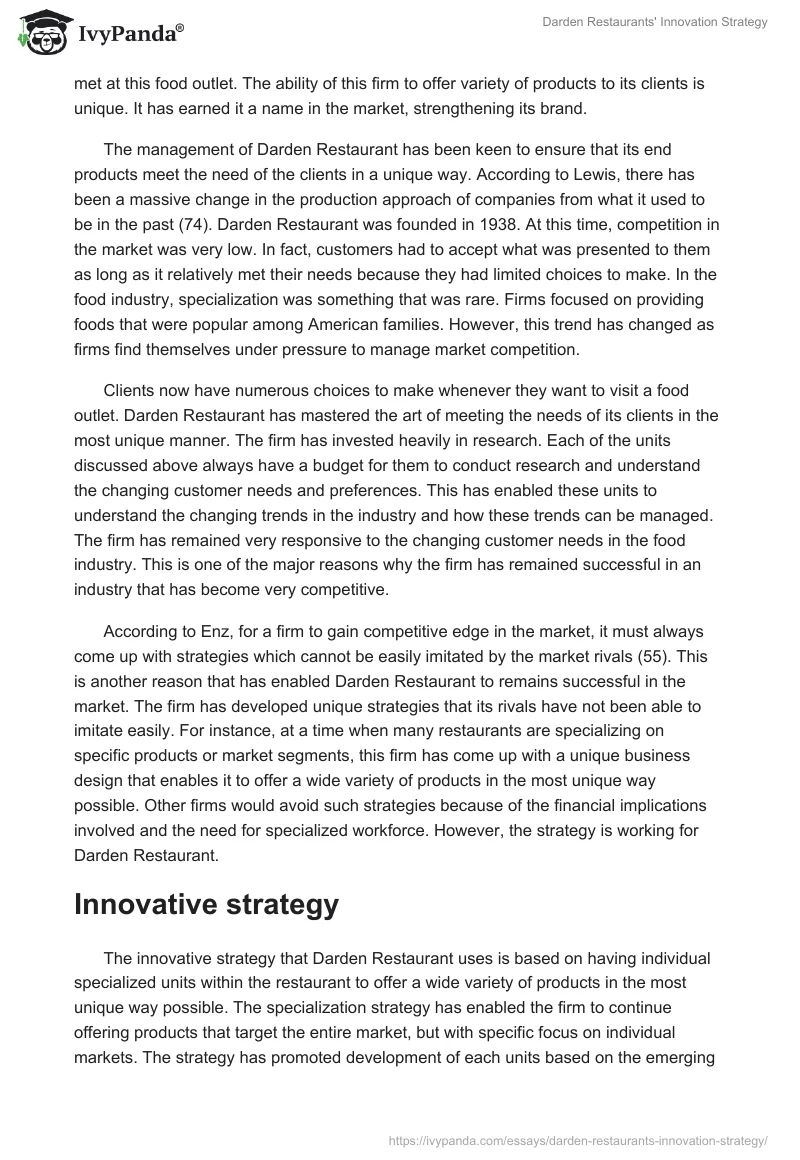 Darden Restaurants' Innovation Strategy. Page 3