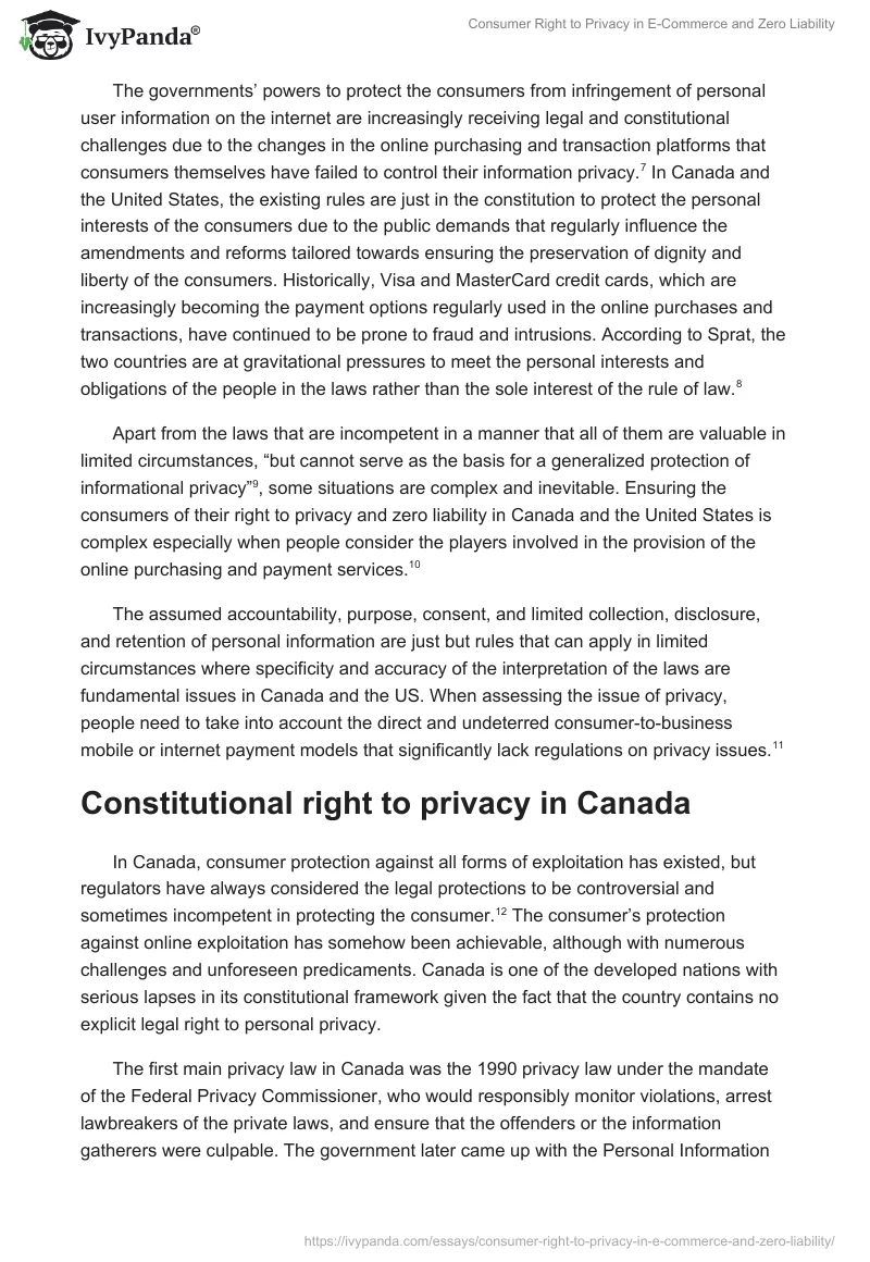 Consumer Right to Privacy in E-Commerce and Zero Liability. Page 3