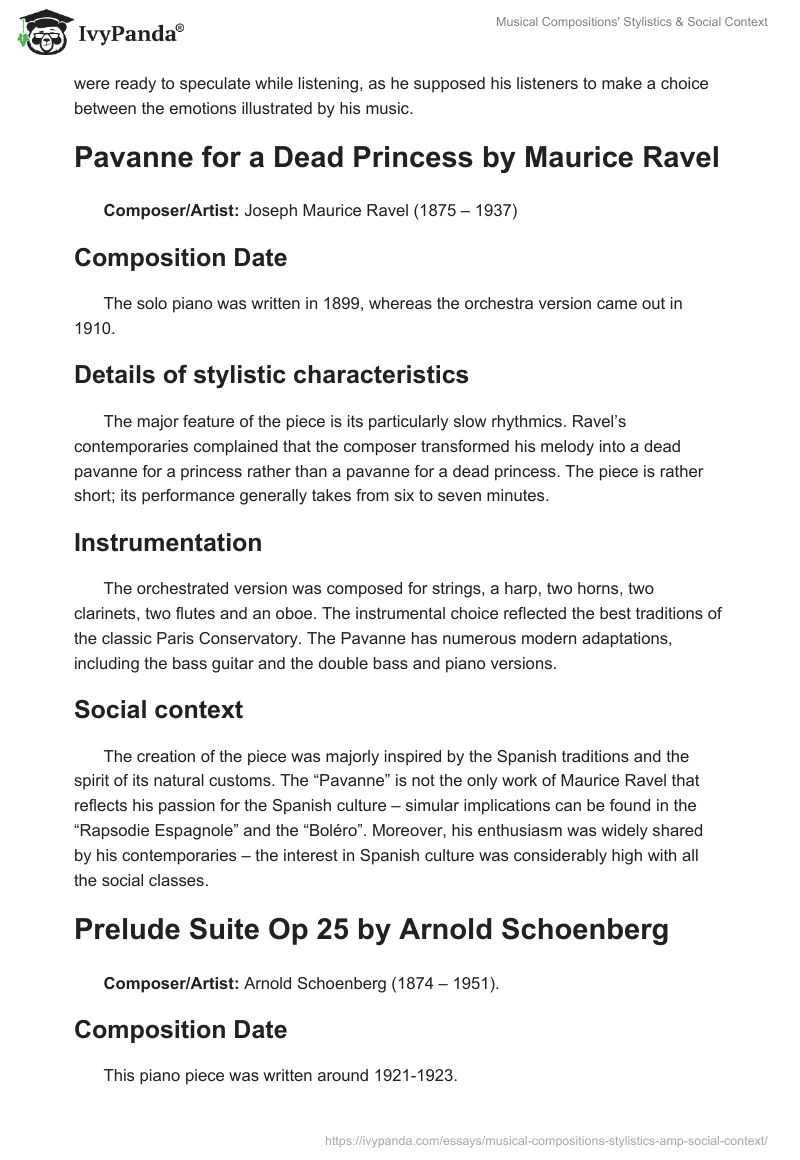 Musical Compositions' Stylistics & Social Context. Page 2