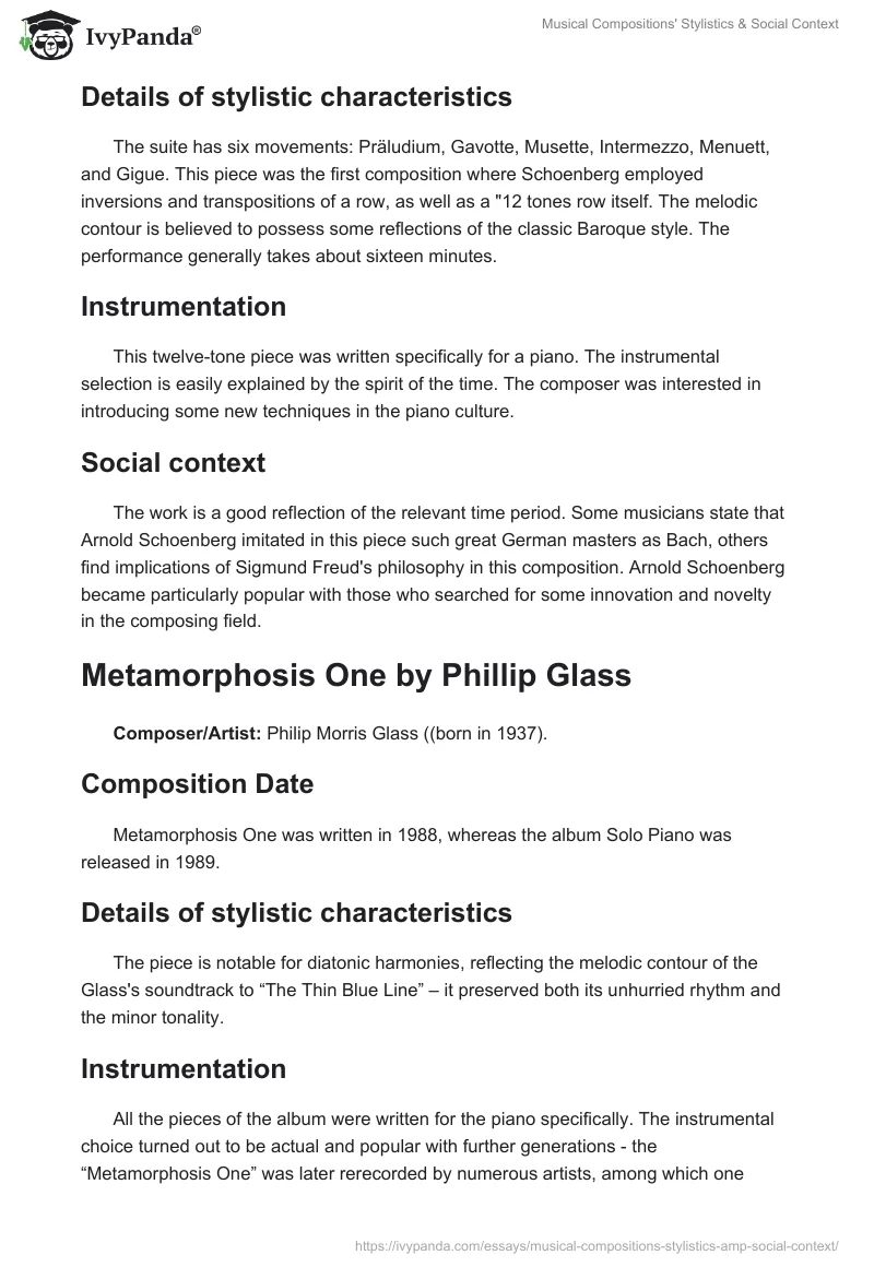Musical Compositions' Stylistics & Social Context. Page 3