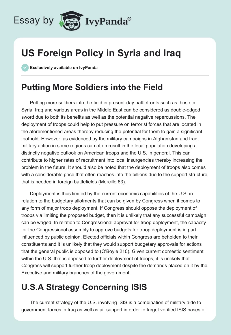 US Foreign Policy in Syria and Iraq. Page 1