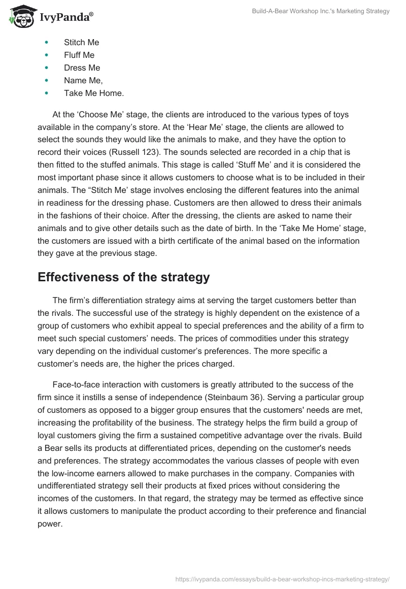 Build-A-Bear Workshop Inc.'s Marketing Strategy. Page 2