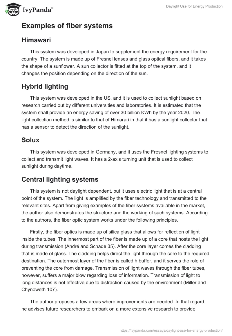 Daylight Use for Energy Production. Page 3