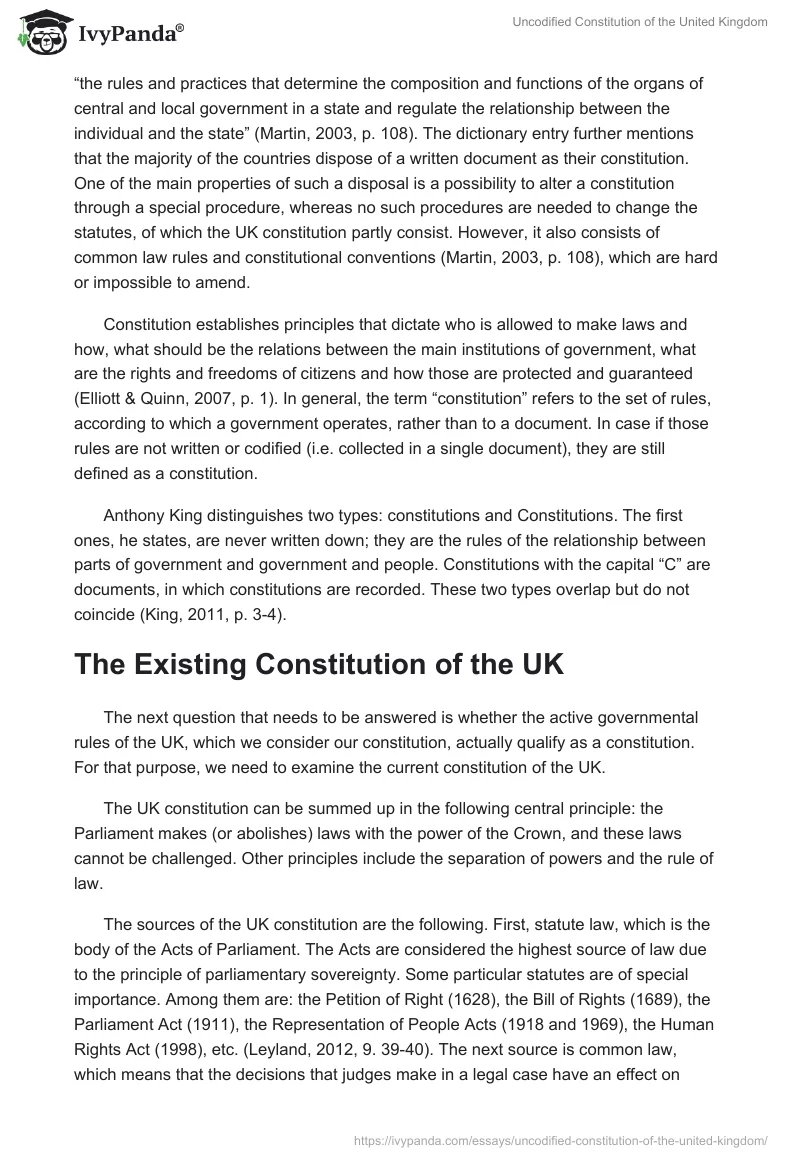 Uncodified Constitution of the United Kingdom. Page 2