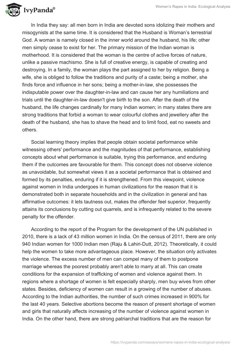 Women’s Rapes in India: Ecological Analysis. Page 4