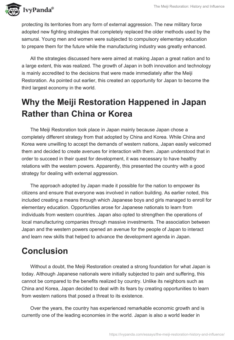 The Meiji Restoration: History and Influence. Page 3