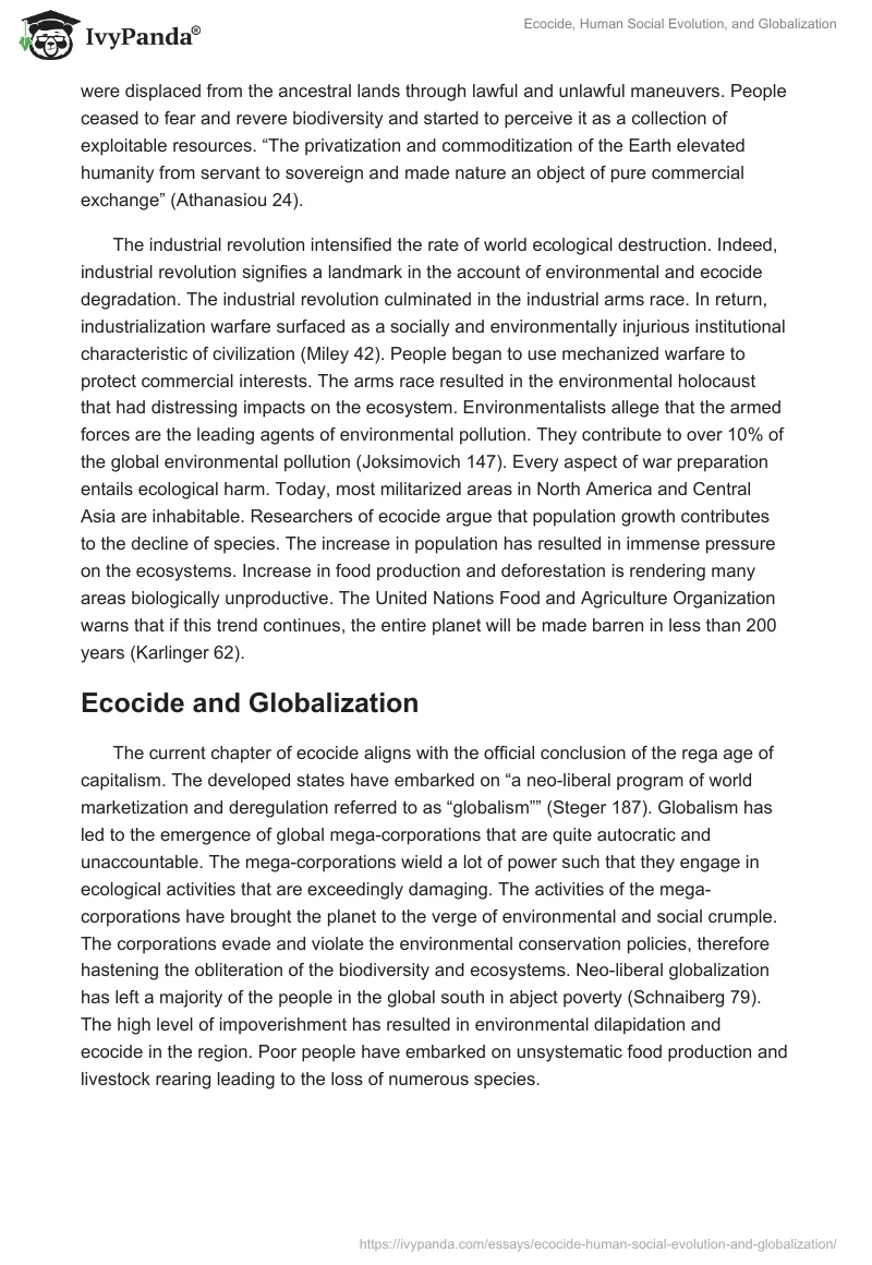 Ecocide, Human Social Evolution, and Globalization. Page 5
