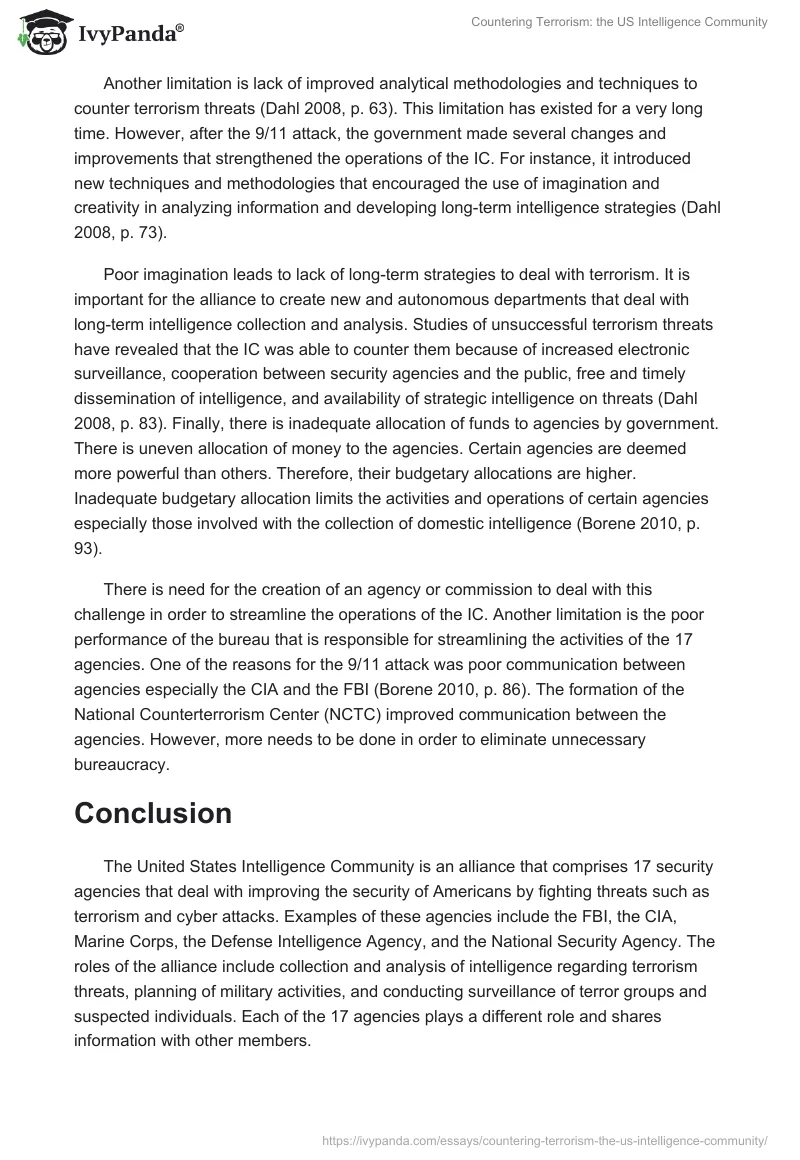 Countering Terrorism: The US Intelligence Community. Page 4