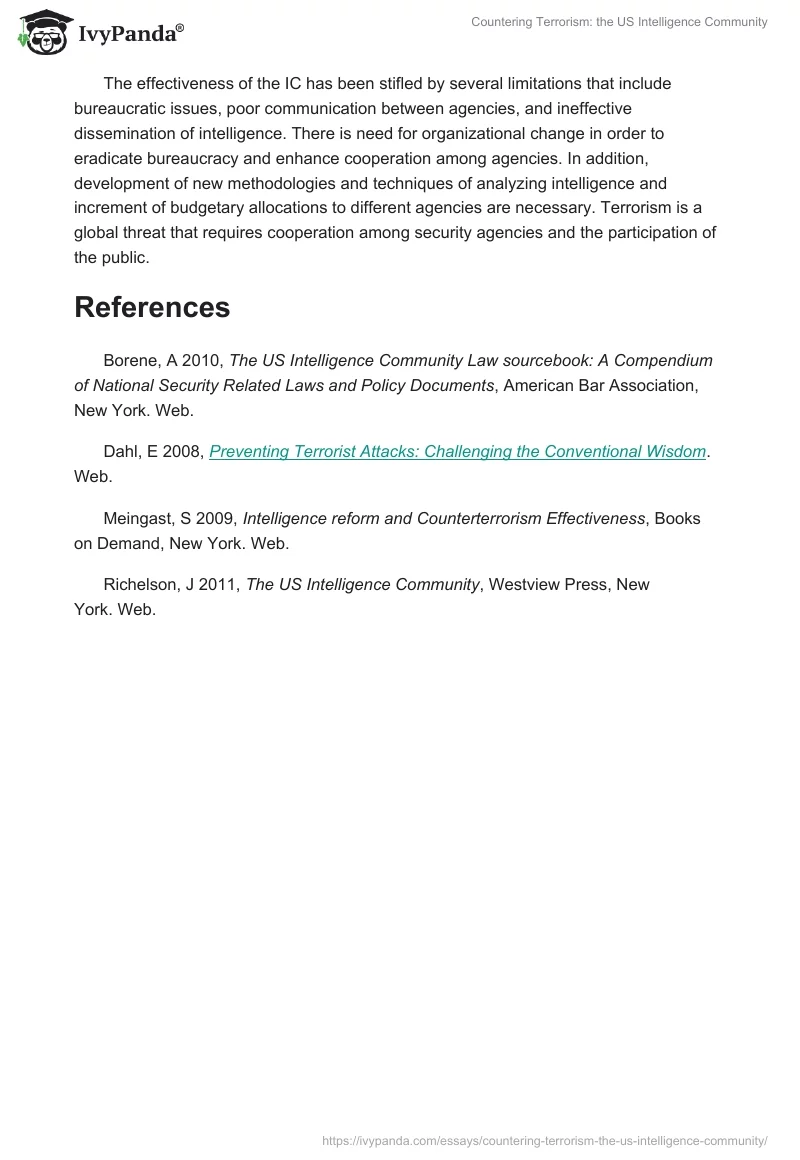 Countering Terrorism: The US Intelligence Community. Page 5