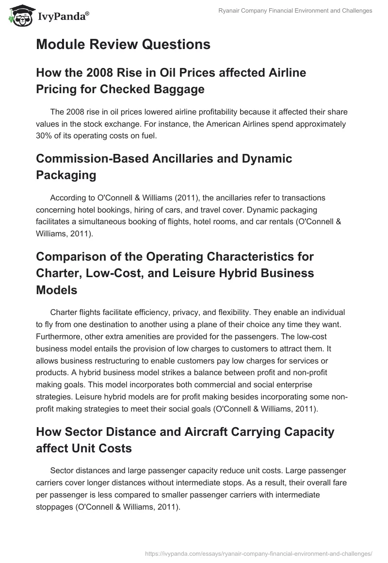 Ryanair Company Financial Environment and Challenges. Page 4