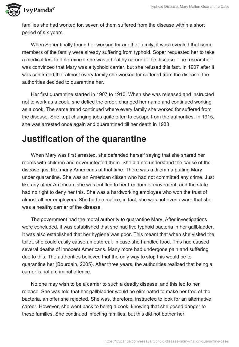 Typhoid Disease: Mary Mallon Quarantine Case. Page 2