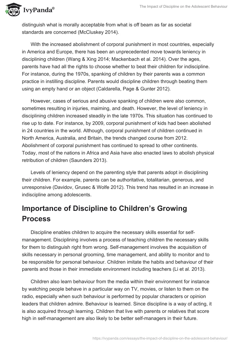 The Impact of Discipline on the Adolescent Behaviour. Page 4