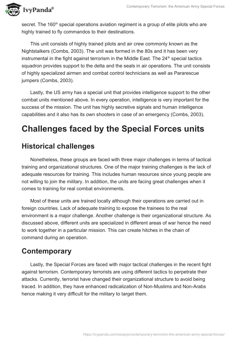 Contemporary Terrorism: The American Army Special Forces. Page 2