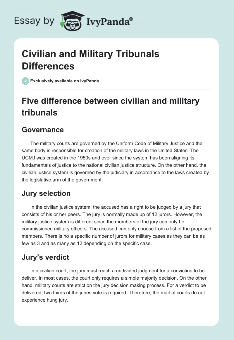 Civilian and Military Tribunals Differences. Page 1