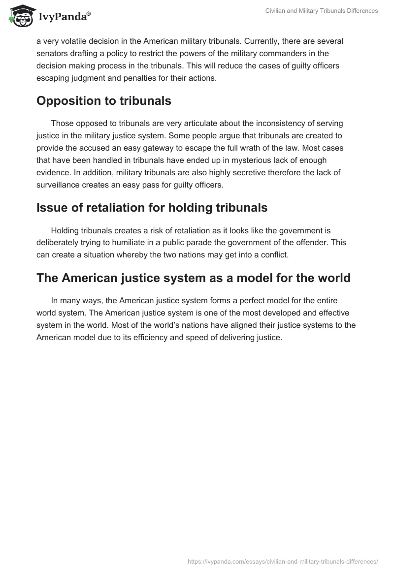Civilian and Military Tribunals Differences. Page 3