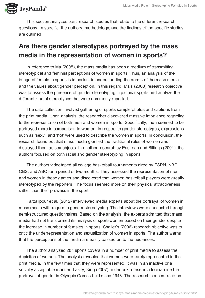 Mass Media Role in Stereotyping Females in Sports. Page 3