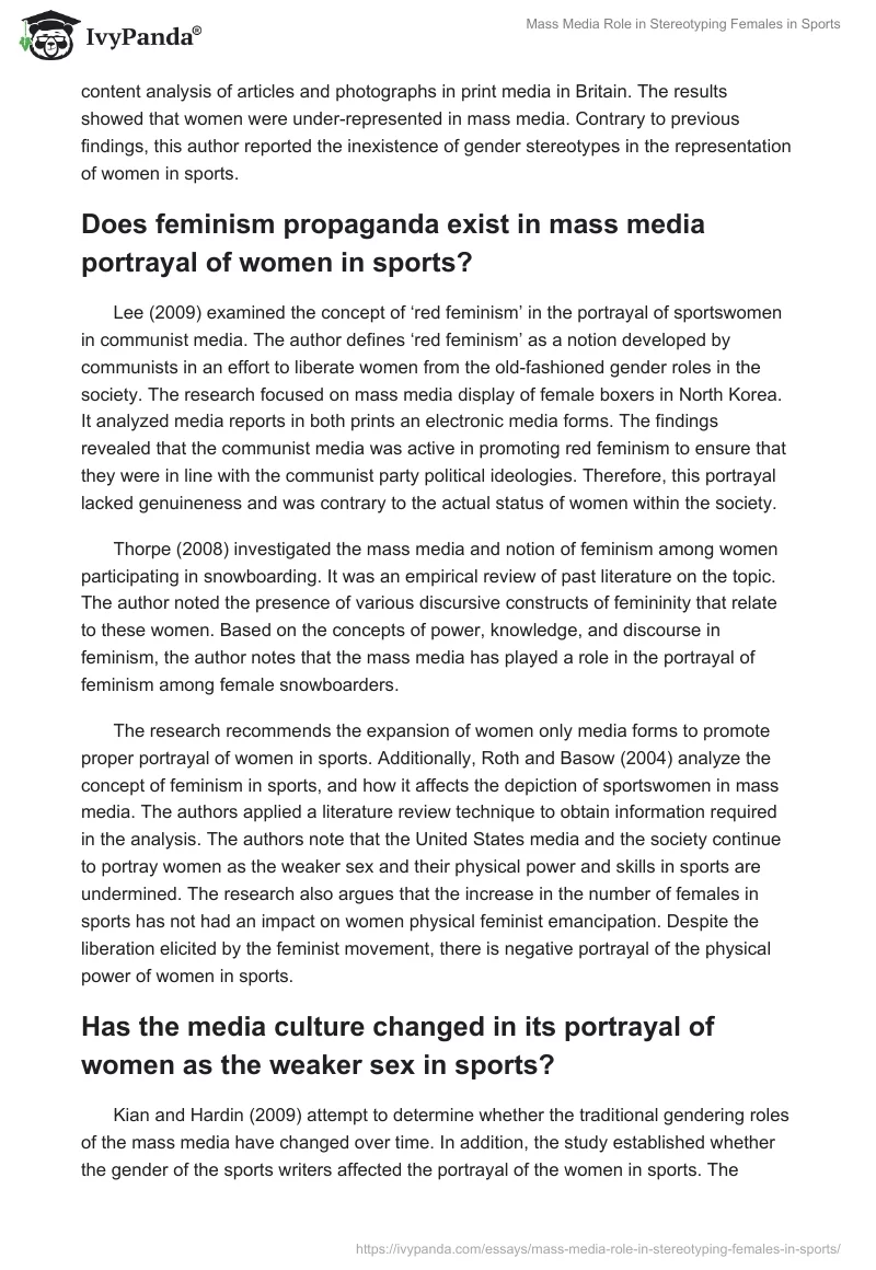Mass Media Role in Stereotyping Females in Sports. Page 4