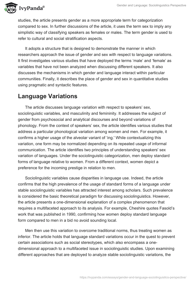 Gender and Language: Sociolinguistics Perspective. Page 2