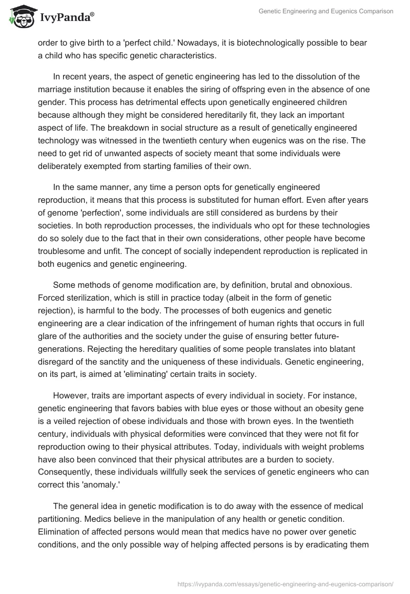 Genetic Engineering and Eugenics Comparison. Page 2