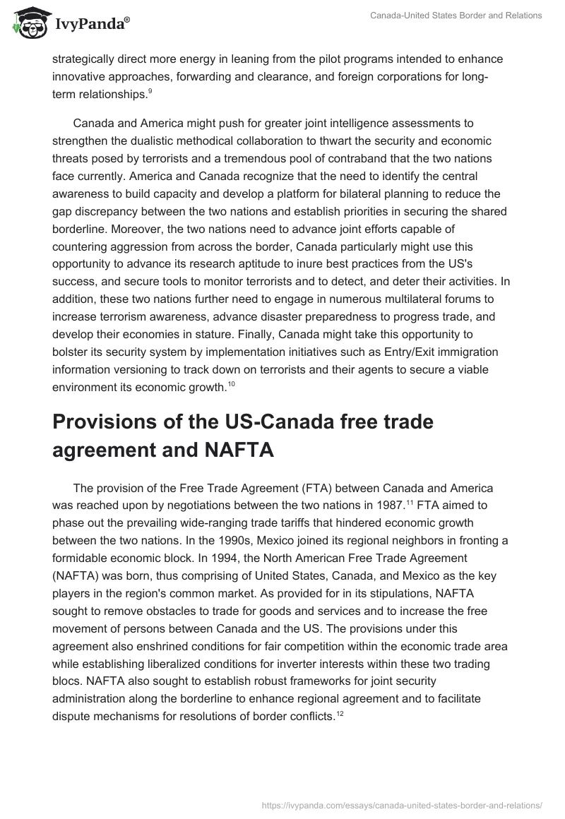 Canada-United States Border and Relations. Page 4