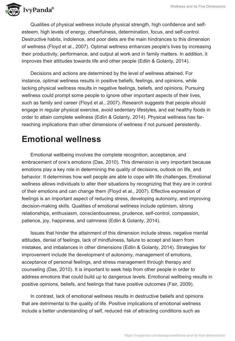 Wellness and Its Five Dimensions. Page 2