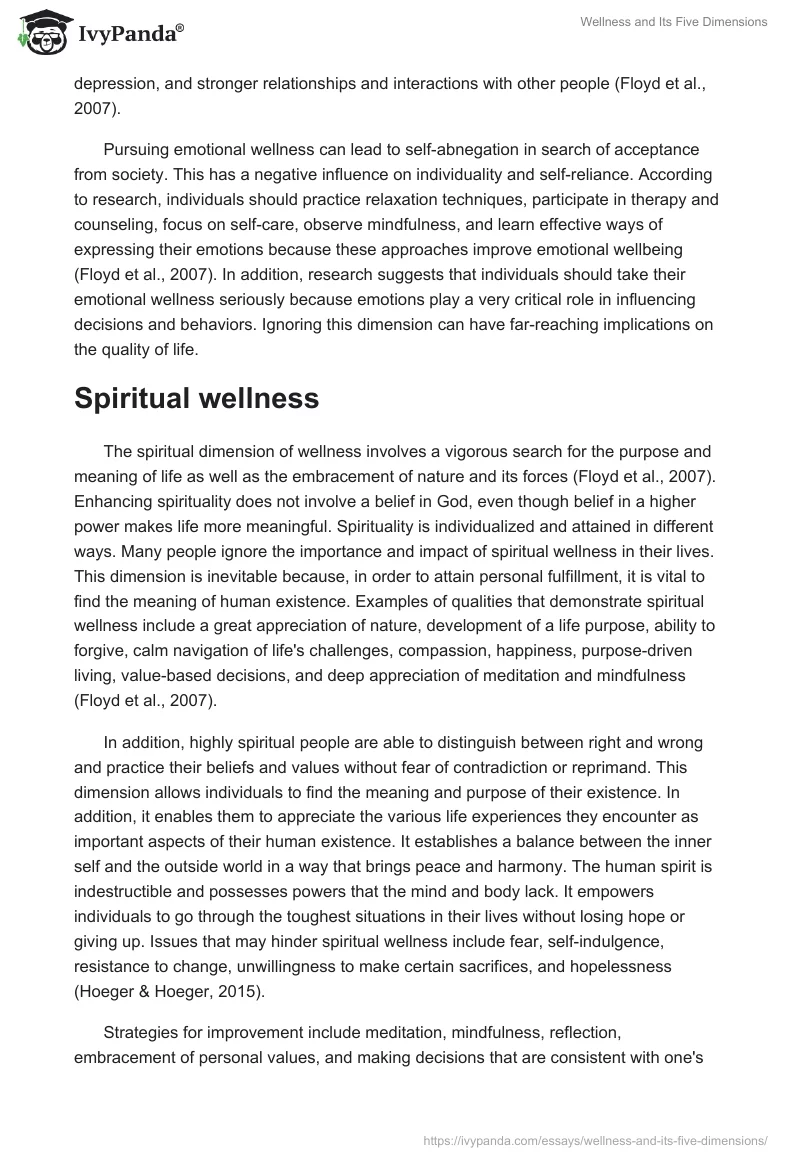 Wellness and Its Five Dimensions. Page 3