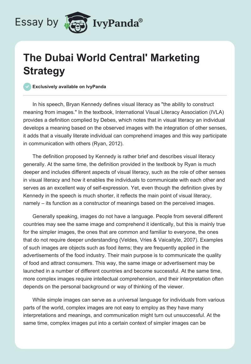 The Dubai World Central' Marketing Strategy. Page 1